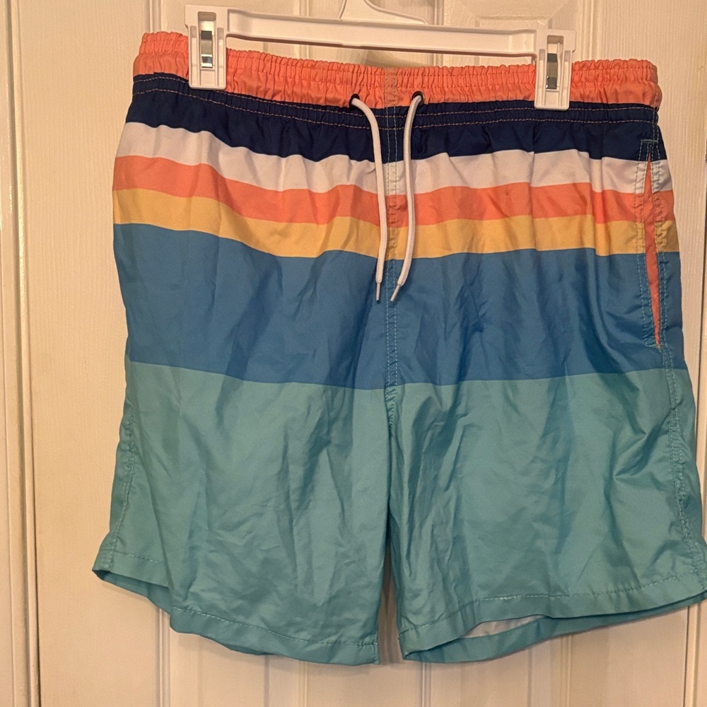 Colorful Striped Swim Trunks